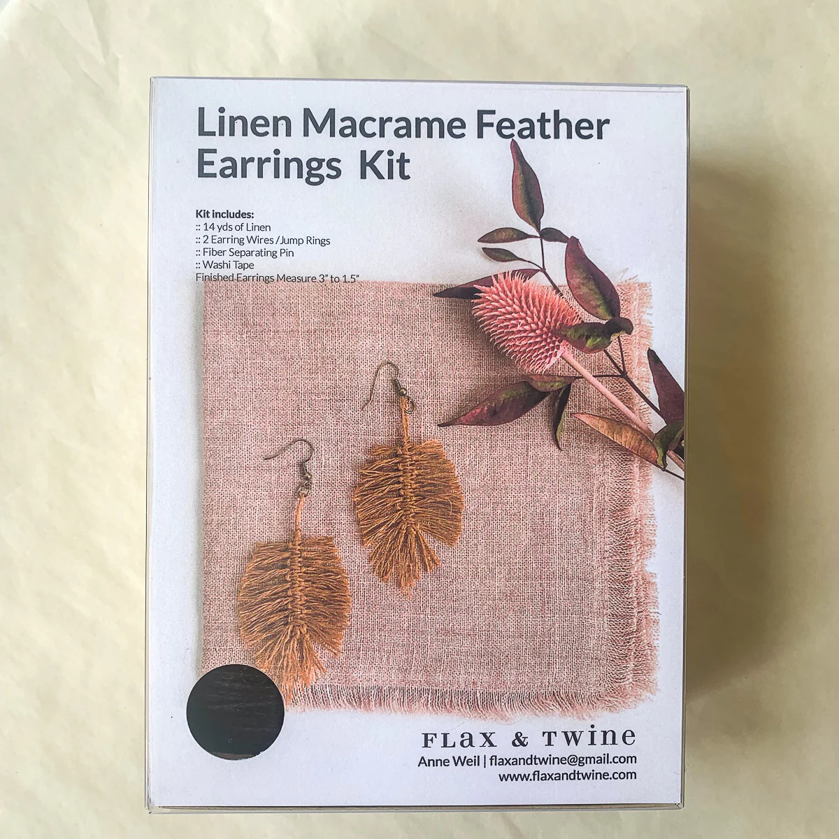 Linen Macrame Feather Earrings Kit - Image 23